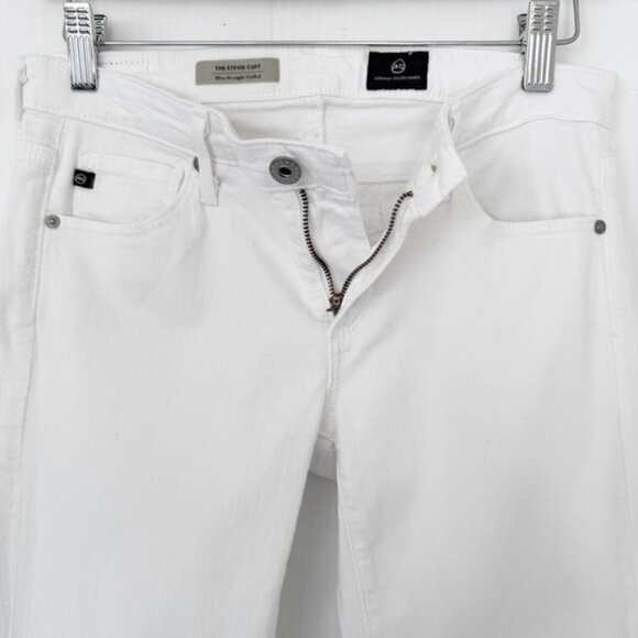Adriano Goldschmied The Stevie Cuff Slim Straight Cuffed White Jean Mid-rise 26 - Picture 3 of 9